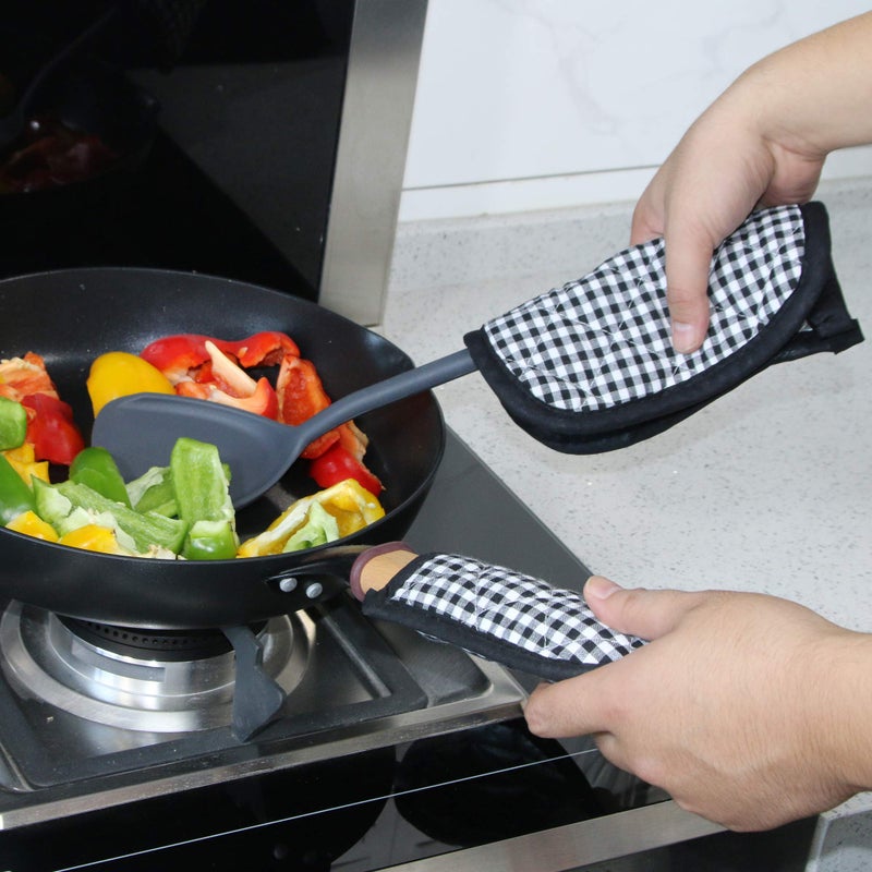 Bestjoy 5 PCS Pot Holders for Kitchen, Cotton Potholers with Great Heat Resistance, Hot Pads, Trivets for Cooking and Baking Black - Image 4